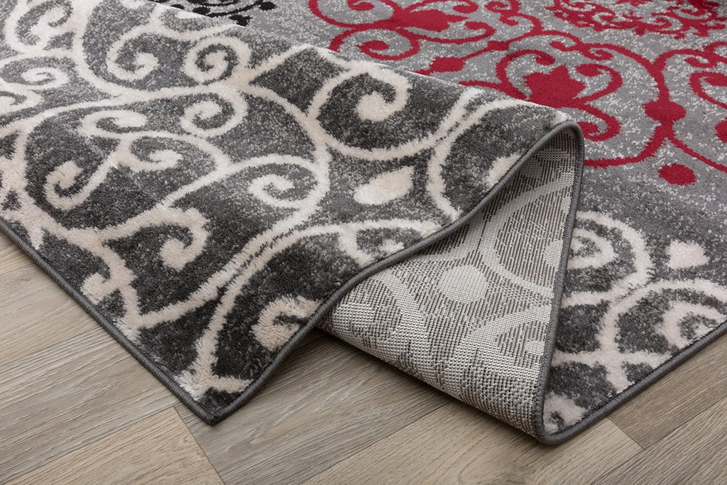 Contemporary Modern Floral Indoor Soft Runner Area Rug 2' X 7'2" Red