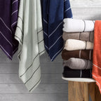 Hastings Home 2-Pc Luxury Cotton  Towel Set, Quick Dry, Zero-Twist Cotton - Taupe/Black