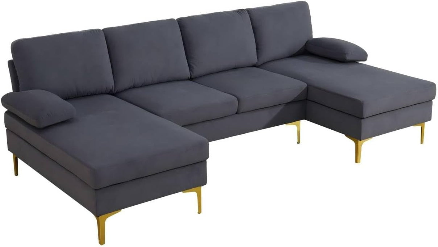 Modular Sectional Sofa, U-Shaped Couch with Pillow, Comfy Cozy Corner Sofas for Modern Living Room/Bedroom/Office/Apartment, Off-Grey Flannel