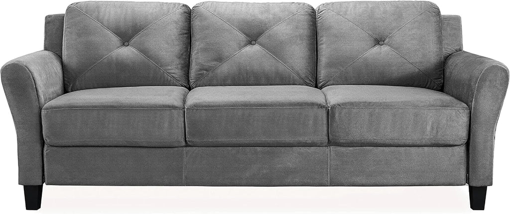 Harrington 80.3" Sofa, Transitional Modern, Pocket Coil Comfort, Easy Assembly, Microfiber Fabric, Dark Grey