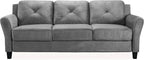 Harrington 80.3" Sofa, Transitional Modern, Pocket Coil Comfort, Easy Assembly, Microfiber Fabric, Dark Grey
