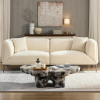 82" Modern Couch with Metal Legs, Upholstered Boucle Sofa, 3-Seater Luxury Deep Seat Sofas, Tall Minimalist Cloud Curved Sofa, Comfy Couches for Living Room Home Office Apartment, Cream