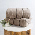Hastings Home 2-Pc Luxury Cotton  Towel Set, Quick Dry, Zero-Twist Cotton - Taupe/Black