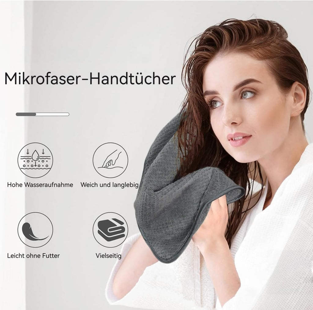 Hand Towels for Bathroom, Microfiber Face Towels, 11X20 Inch, 6 Pack | B-Grey, Soft Absorbent Wash Cloths for Spa, Hair, and Face. Quick Dry Decorative Towels Set of 6. Machine Washable